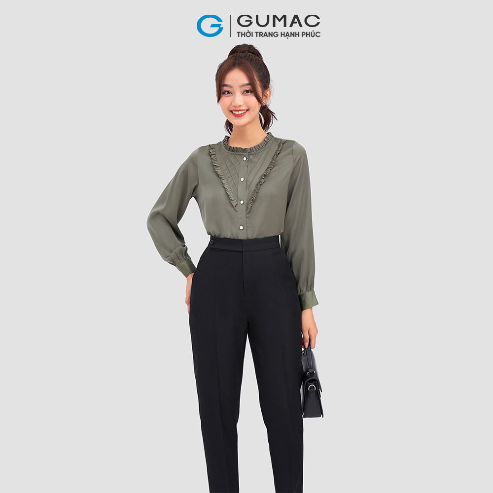 Áo kiểu GUMAC AC10083 xếp ly V bèo nữ tính