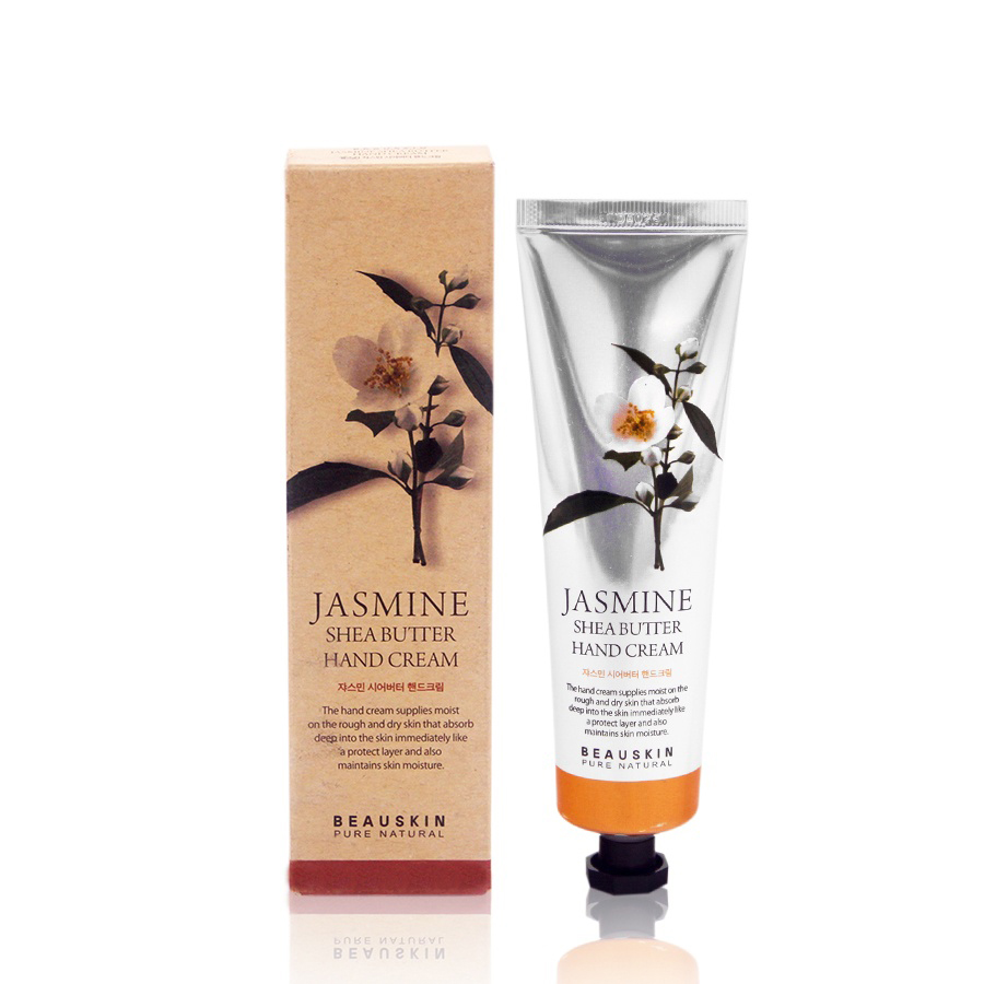 Kem dưỡng trắng da tay dưỡng da mềm mịn mờ sẹo chiết xuất hoa nhài Beauskin Jasmine Shea Butter Hand Cream, Hàn Quốc 100g