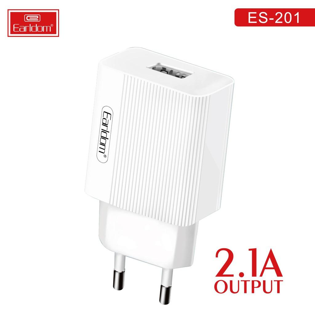 Củ sạc iphone Earldom ES-201, củ sạc nhanh đầu ra usb 2.1A- Hàng Chính Hãng