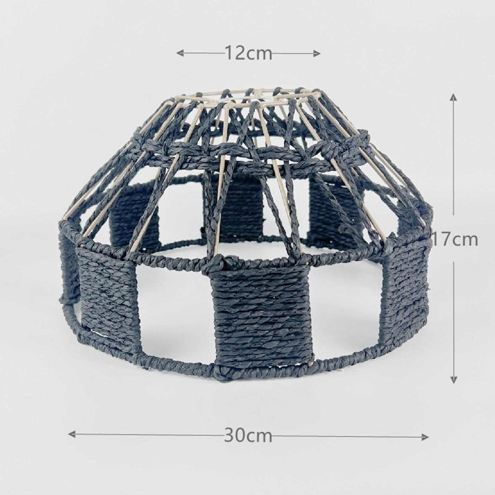 Retro Style Pendant Lamp Shade, Paper Rope Hanging Light Fixture Ceiling Light Shade Woven Chandelier Cover for Living Room Teahouse Bedroom