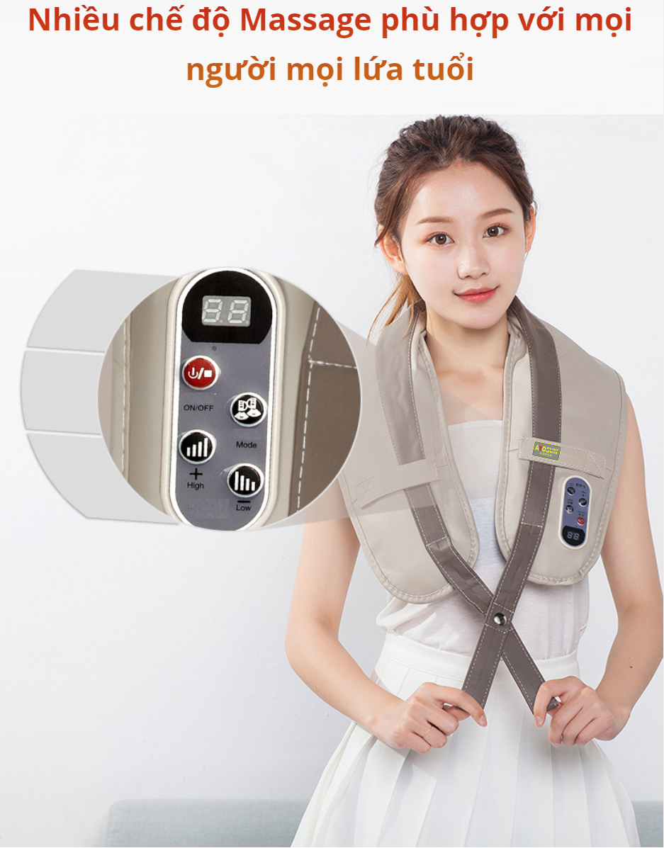 Máy massage đấm bóp thư giãn cổ vai gáy lưng aYosun Hàng Chính Hãng- 2.2kg, hàng cao cấp