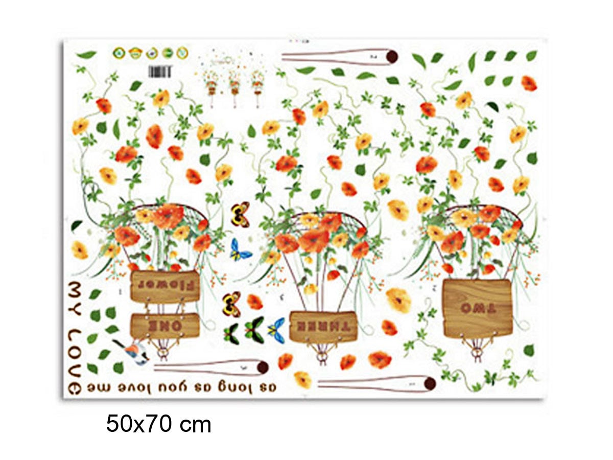 Decal dán tường- 3 GIỎ HOA