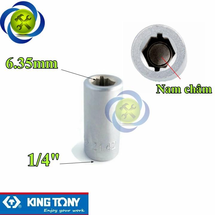 Đầu chuyển 1/4 sang bắn vít 6.35mm Kingtony 2142 có nam châm dài 25mm