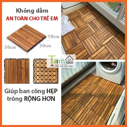 Vỉ gỗ lót sàn 6 nan giúp ban công trong rộng hơn