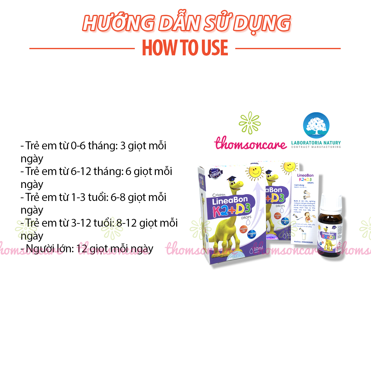 Lineabon bổ sung K2 và vitamin D3 - Có tem tích điểm đổi quà, giúp hấp thụ canxi, giảm còi xương, tăng chiều cao cho bé