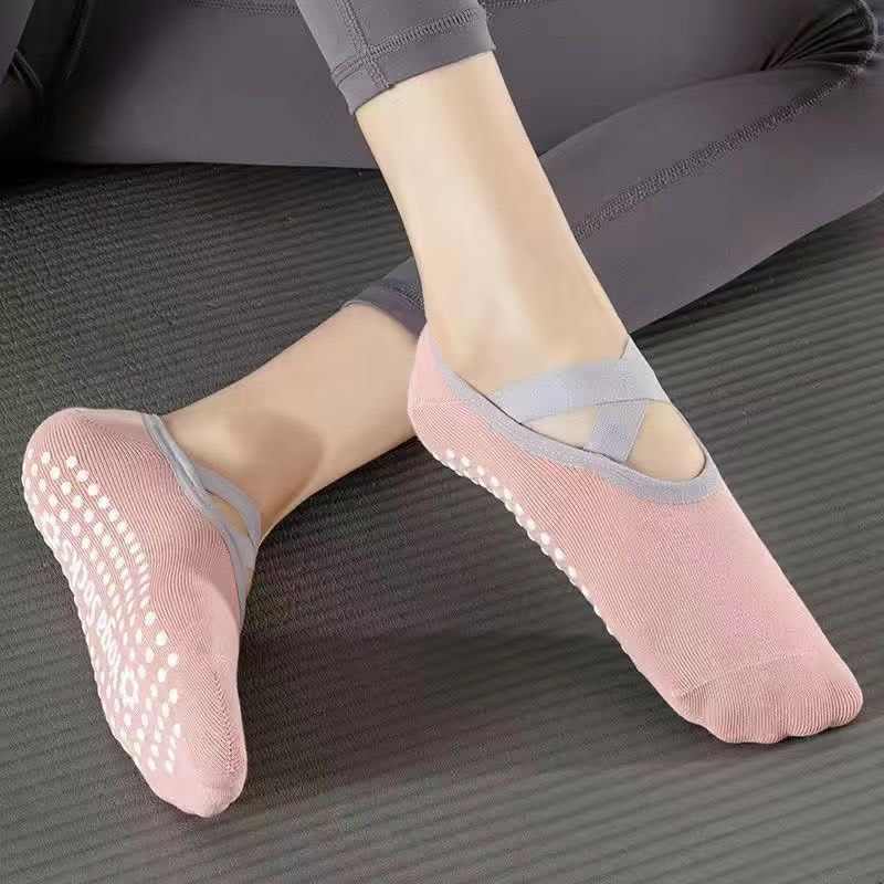 Tất tập yoga ,Vớ Chân Yoga, pilates barreQuai Chéo thấm mồ hôi gắn hạt silicon chống trơn trượt quai chéo kín ngón