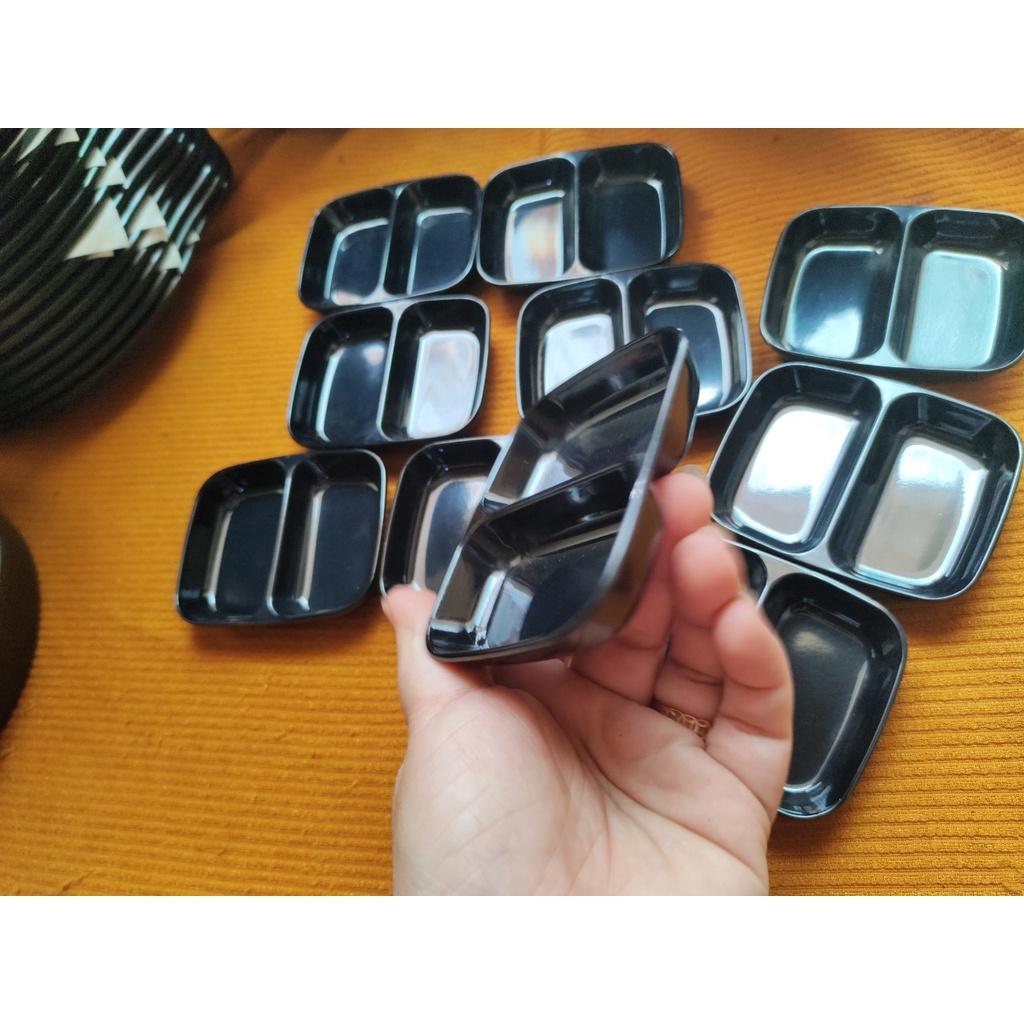 Combo 10 cái chén chấm 2 ngăn 9.0 x 7.3 x 1.5 cm màu đen bóng