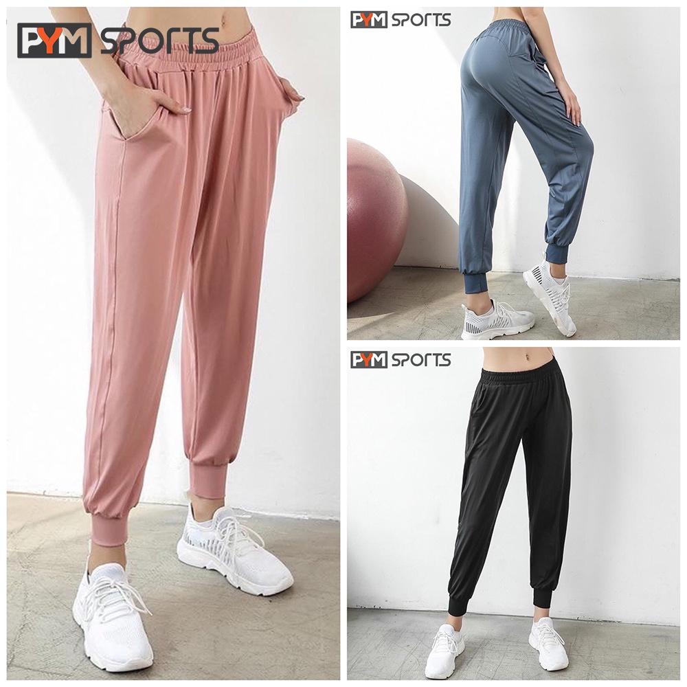 Quần Jogger tập gym, yoga nữ PYM SPORT - PYMJ006, chất liệu co giãn 4 chiều - 3 màu đen, hồng, xanh