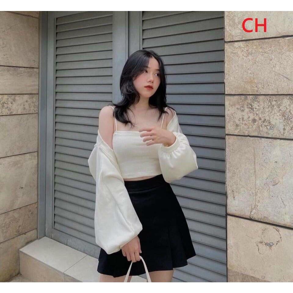 Sét áo cardigan cánh dơi và áo 2 dây siêu xinh