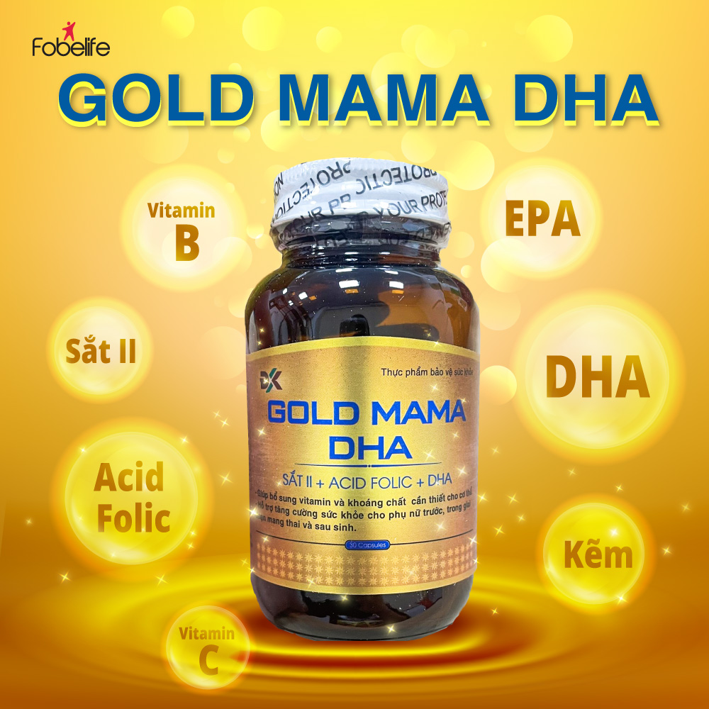 Viên Uống Bổ Sung Sắt Canxi Vitamin Cho Phụ Nữ Mang Thai Gold Mama DHA ( Hộp 30 viên )