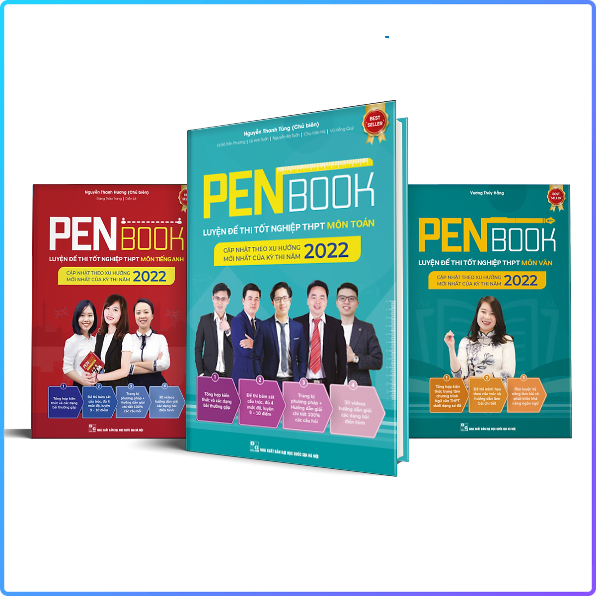 Sách Combo Khối D: PENBOOK Luyện Đề Thi Tốt Nghiệp THPT 2022 - Bộ 3 Môn Văn, Toán, Anh - BẢN QUYỀN