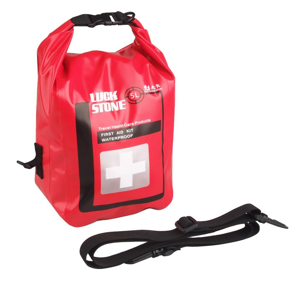5L Empty Waterproof Emergency First Aid Kit Bag + Camping Raincoat Poncho