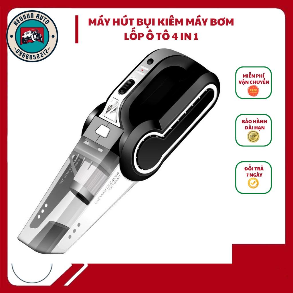 Máy Hút Bụi Ô Tô Loại Xịn - Máy Bơm Lốp Ô Tô Đa Năng 4 Trong 1 - Hút Bụi, Bơm Lốp, Đo Áp Suất Lốp, Đèn Pin Chiếu Sáng