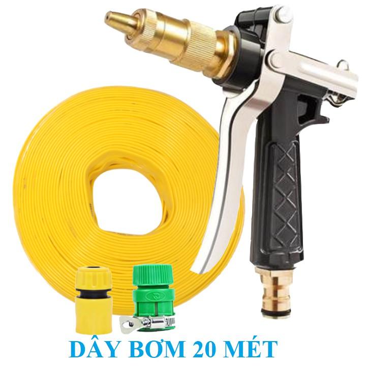 Bộ dây vòi xịt ️bơm nước phun sương️ , tăng áp 3 lần, loại 20m 206236 đầu đồng,cút,nối vàng+ mở chai