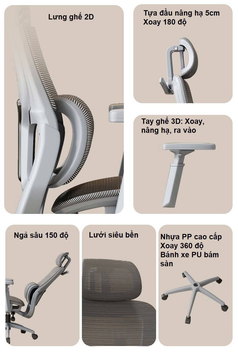 Office Furniture with Tilt Lock and Lumbar Support, Adjustable Arms, With Footrest. Nội thất văn phòng có khóa nghiêng và hỗ trợ thắt lưng, tay vịn có thể điều chỉnh, có chỗ để chân