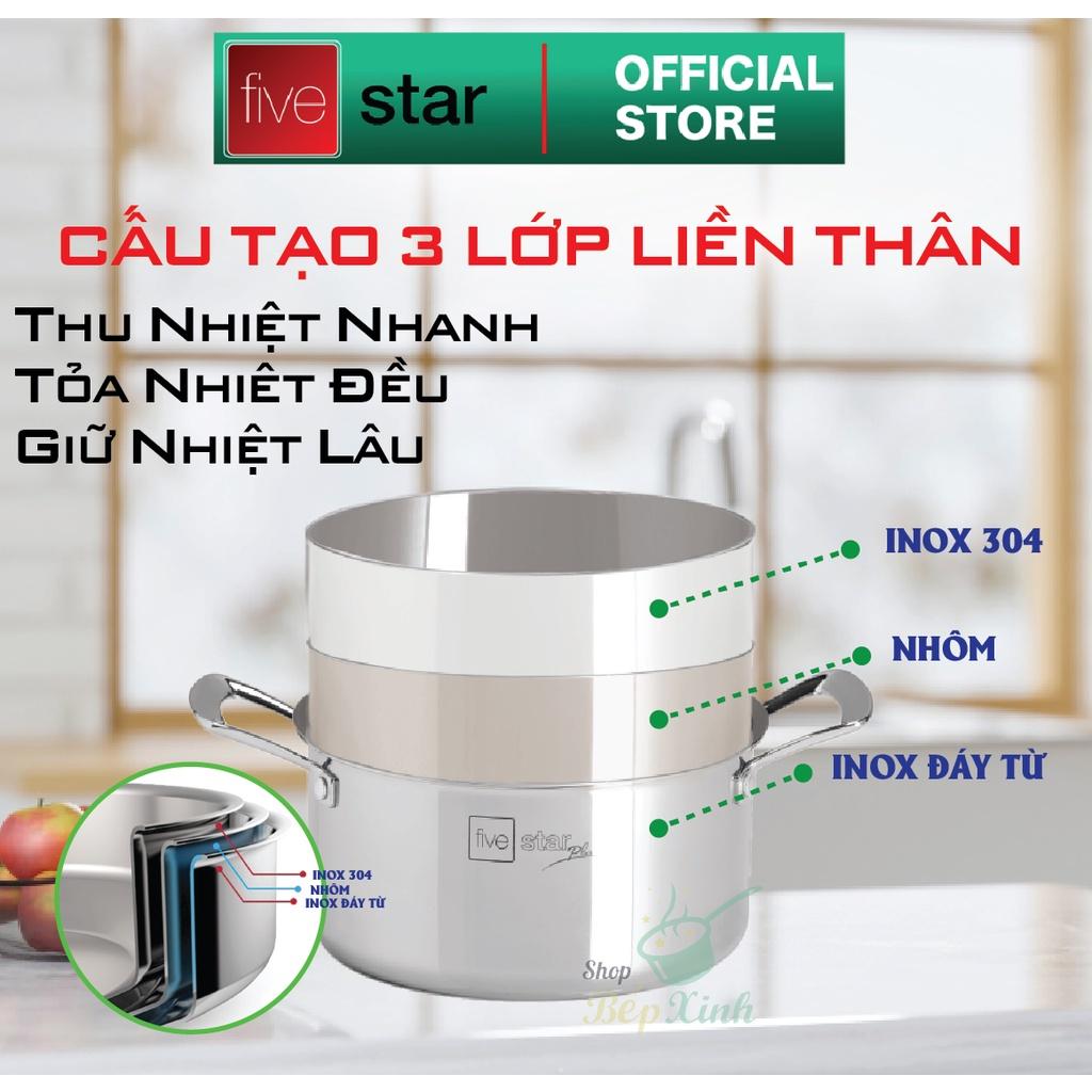 Bộ nồi chống dính 3 lớp đáy liền inox 304 BlackCube Fivestar Plus nắp kính công nghệ chống trầy xước , dùng được mọi bếp