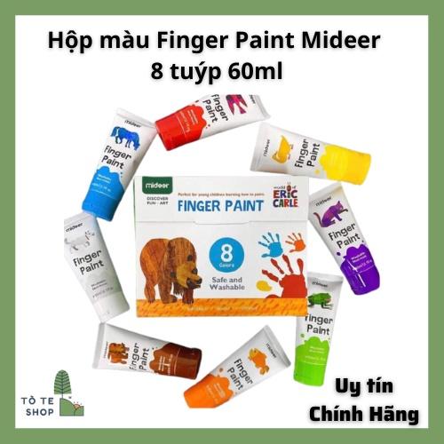 Hộp màu Finger Paint Mideer 8 tuyp 60ml, màu vẽ tay làm tư hữu cơ, an toàn cho trẻ, MDMD4110