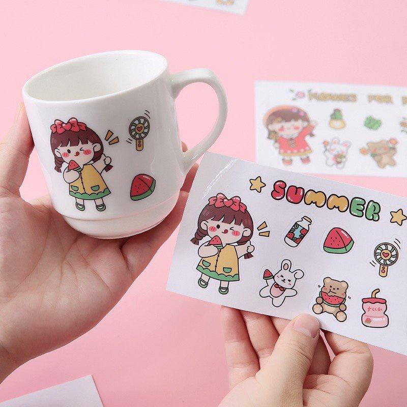 Miếng sticker hình dán cute trang trí dán sổ, dán laptop, dán mũ bảo hiểm DL02 CUTE