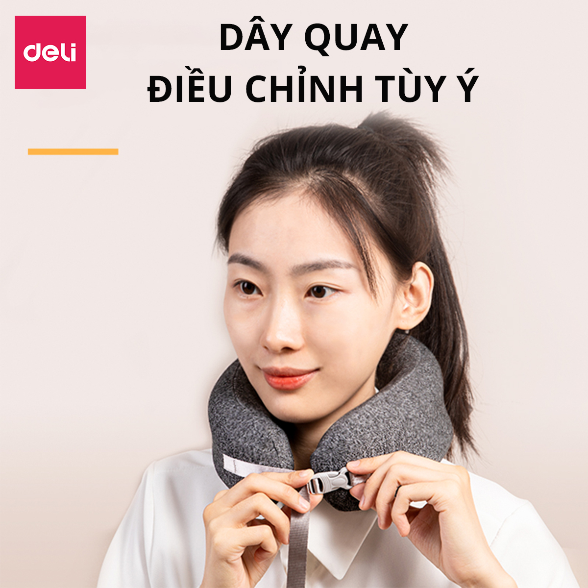 Gối Kê Cổ Chữ U Cao Su Non Cao Cấp Kèm Đai Cuộn Thông Minh Deli - Chống Đau Mỏi Cổ Vai Gáy Cho Dân Văn Phòng Du Lịch Tàu Xe Gối Chữ U Văn Phòng Kê Đầu Tựa Cổ Ô Tô - LE750 LE751