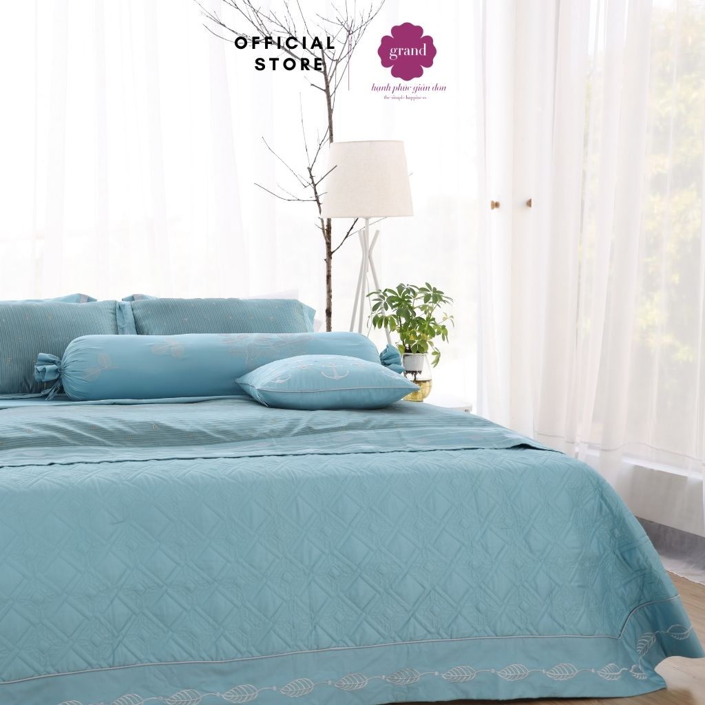 Vỏ chăn đông 100% cotton sateen by GRAND (Kích thước: 200x220), họa tiết trơn không thêu, đơn giản, sang trọng.