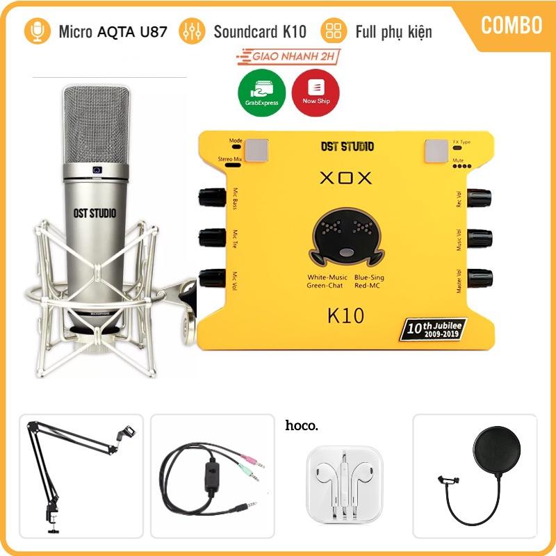 Trọn Bộ Sound Card K10 Micro AQTA U87 . Chuyên Hát Livestream Thu Âm , Karaoke , Thiết Kế Cực Đẹp , Dễ Dàng Lắp Đặt
