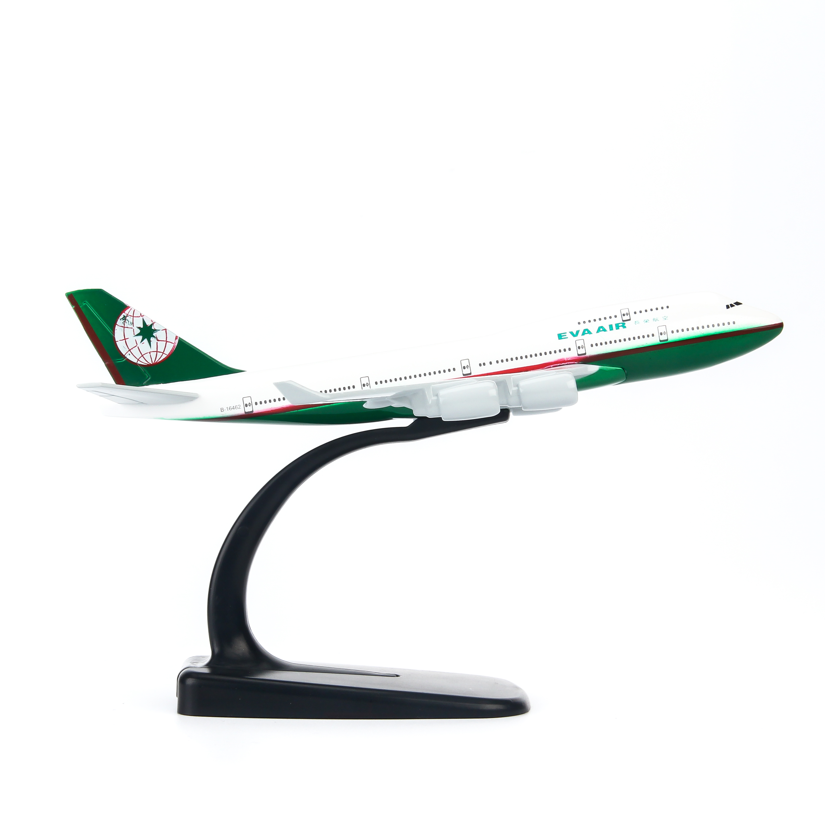 Mô hình máy bay Eva Air (16cm) - Trắng, Xanh lá cây