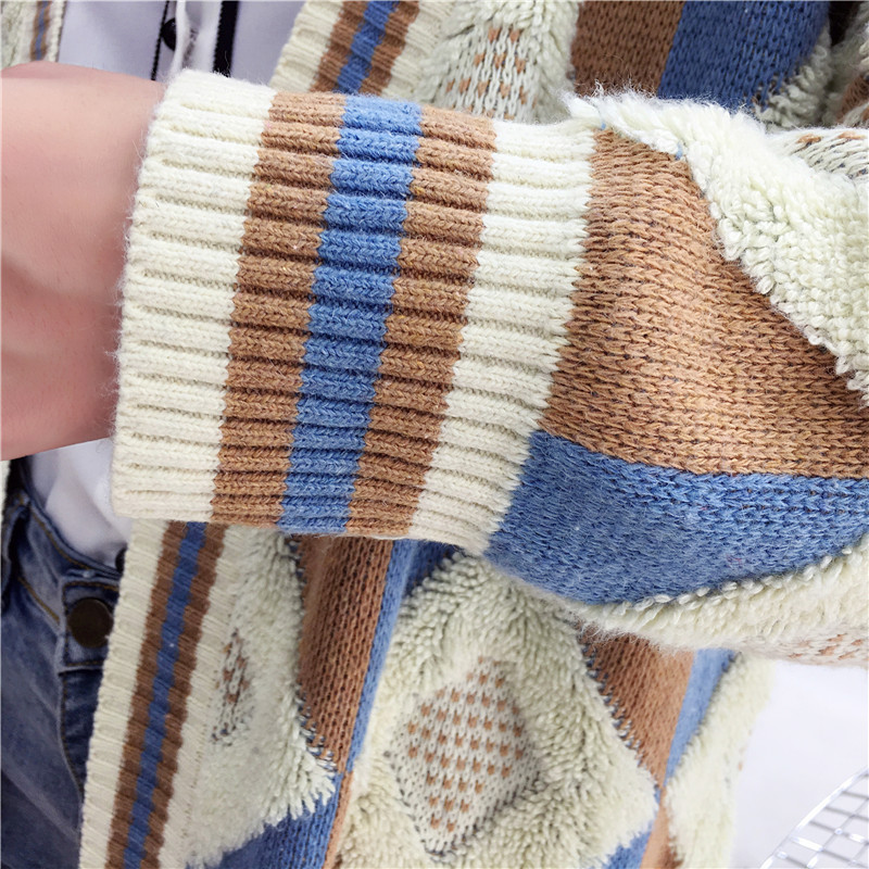 Áo khoác cardigan len phối ô màu ulzzang vintage - DL06256 - Hàng Quảng Châu