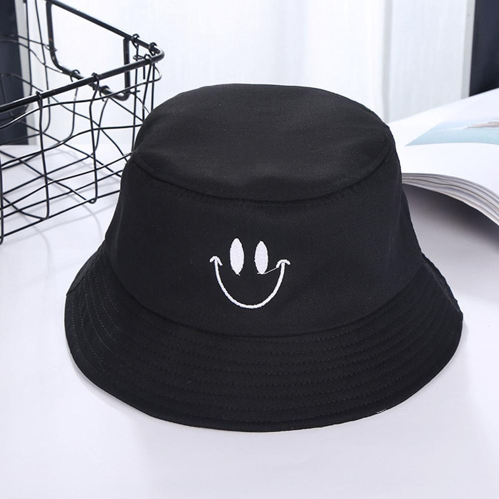 Mũ bucket tai bèo nam nữ thêu icon mặt cười độc đáo, chất vải kaki 2 lớp chống nóng tốt - Hạnh Dương