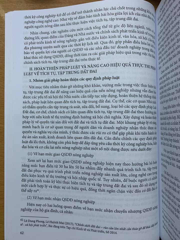 Tích tụ, tập trung đất đai ở Việt Nam- Lý luận và pháp luật hiện hành- Luật đất đai và văn bản hướng dẫn thi hành 2020