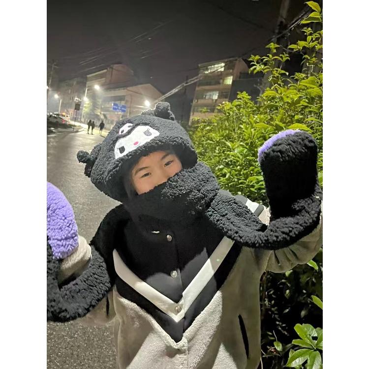 Bộ mũ nón kèm khăn choàng cổ & găng tay nhân vật hoạt hình Sanrio character bằng lông nhung dễ thương đáng yêu