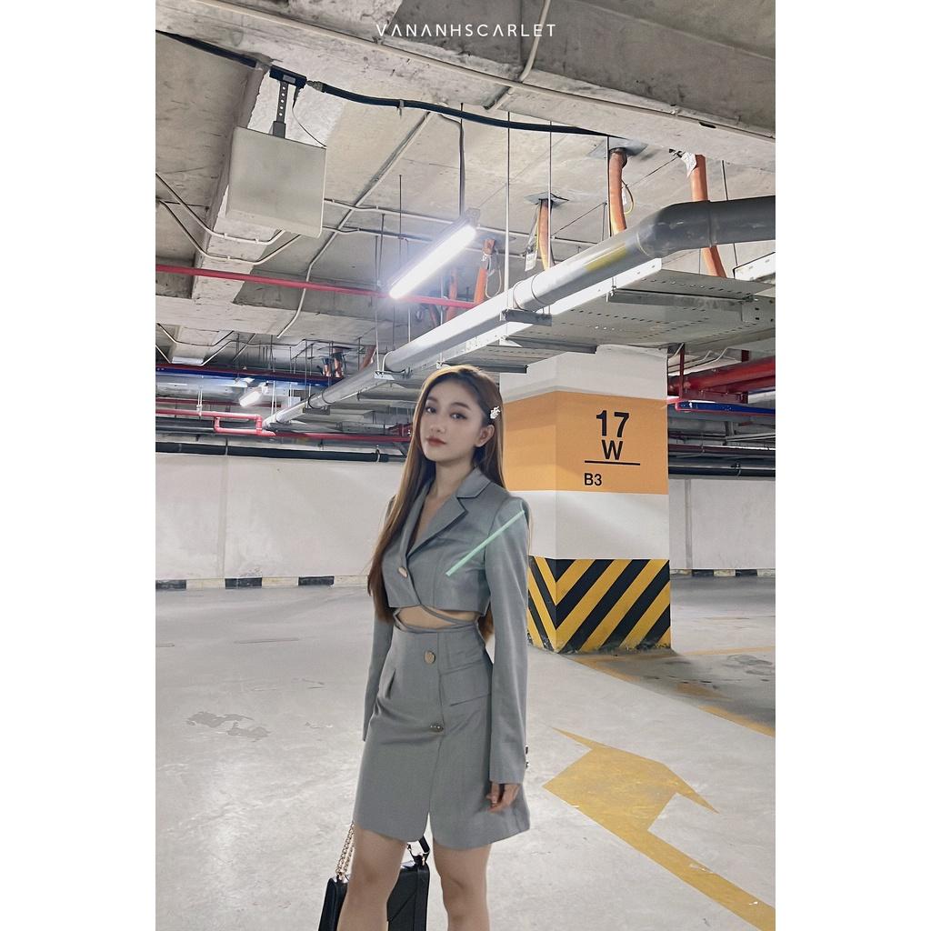 Set vest nữ VANANHSCARLET buộc dây thắt eo