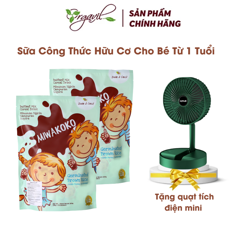 Sữa Miwako Vị Cacao 300g x2 Túi (600g) Nhập Khẩu Malaysia, Sữa Hạt Hữu Cơ Cho Bé Từ 1 Tuổi Vị Ngọt Dễ Uống Phát Triển Trí Não & Chiều Cao - Orgavil