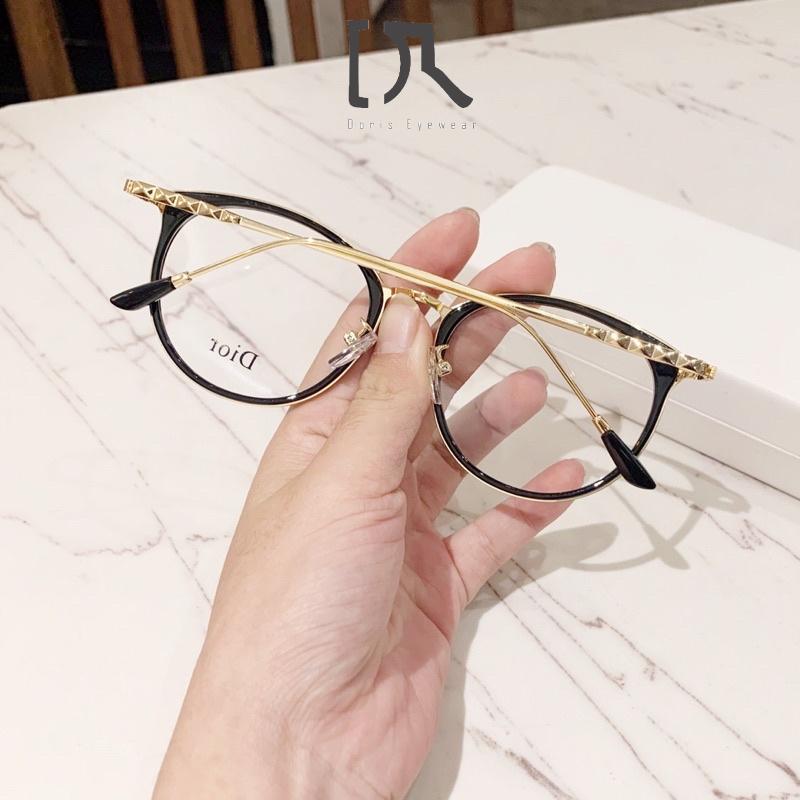 Mắt kính nữ gọng tròn đen vàng thời trang siêu hot DORISEYEWEAR