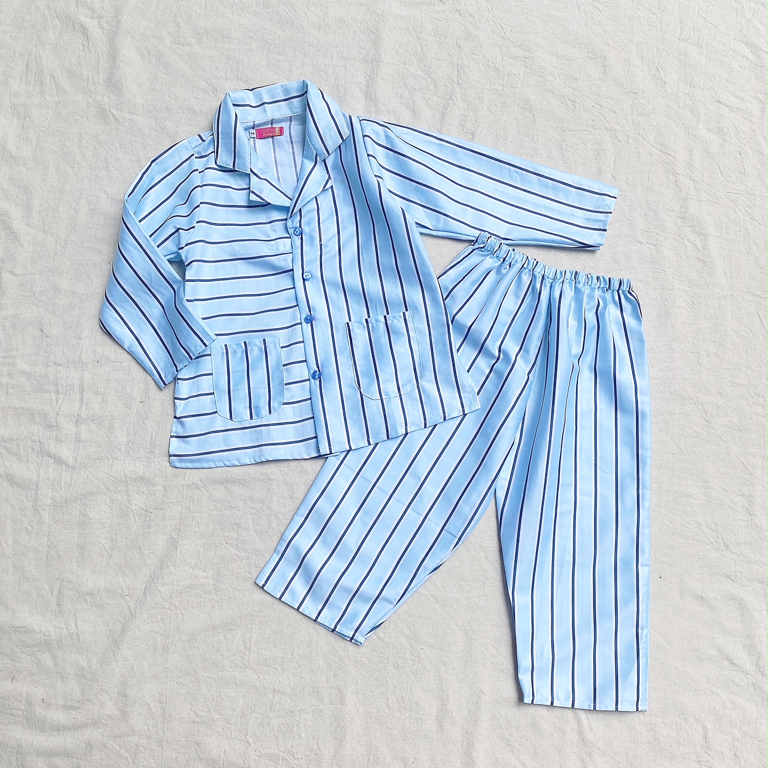 Đồ ngủ bé trai pyjamas xanh và trắng
