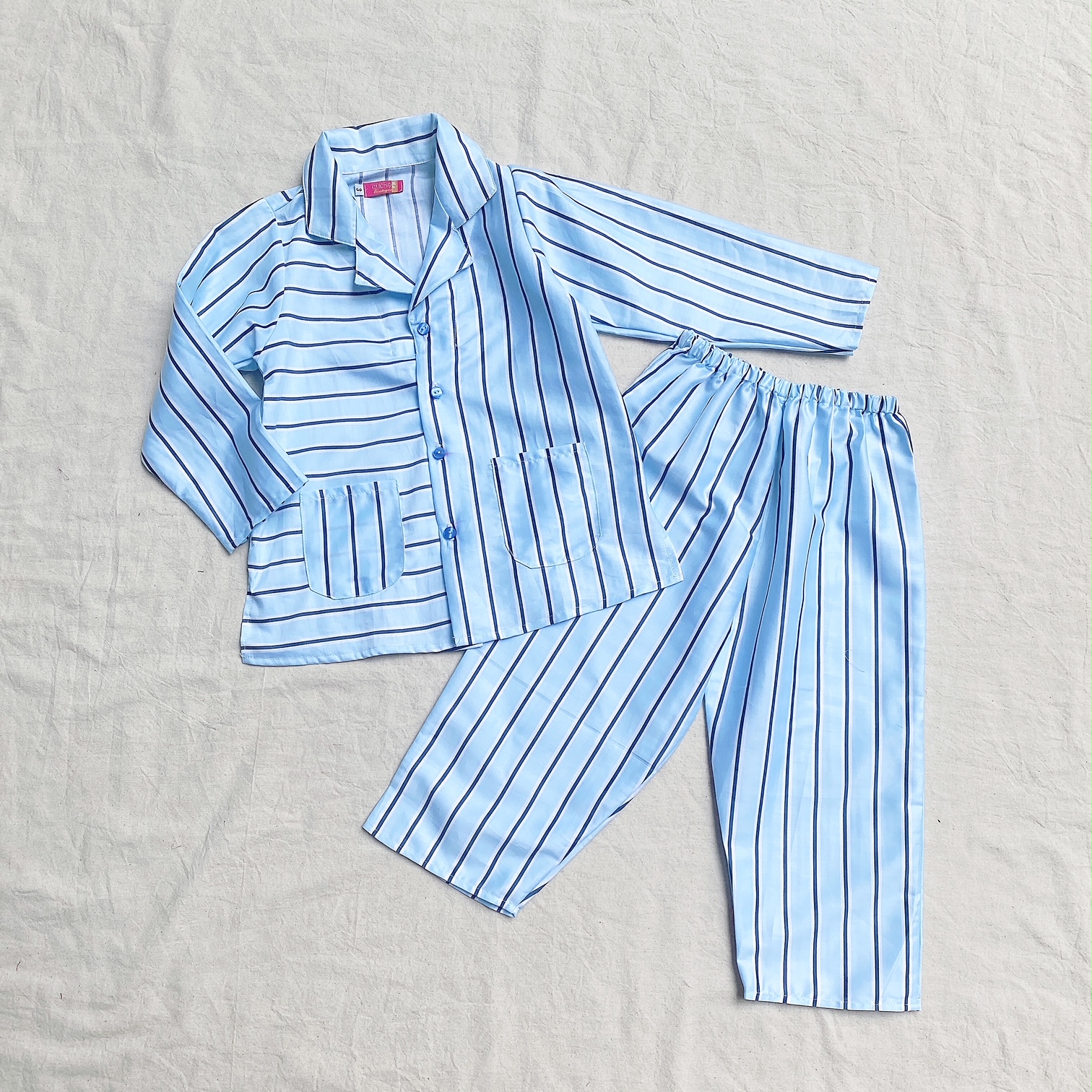 Đồ ngủ bé trai pyjamas xanh và trắng