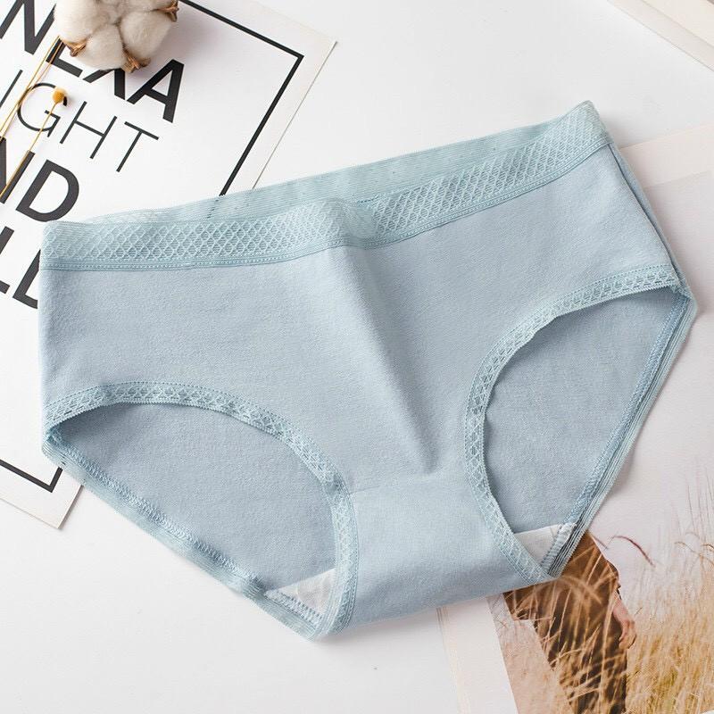 Quần Lót Cotton Cạp Lưới Cao Cấp, quần lót cotton tăm tre viền lưới mẫu mới sexy Quần lót nữ cotton QL03