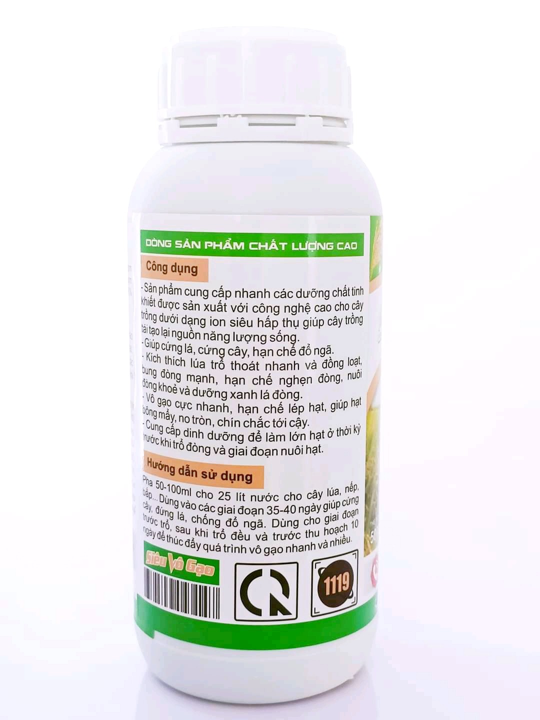 PHÂN BÓN GIÚP LÚA TRỔ THOÁT ĐỒNG LOẠT, VÔ GẠO CỰC NHANH, HẠT VÀNG SÁNG, NẶNG KÍ - SIÊU VÔ GẠO 500ML