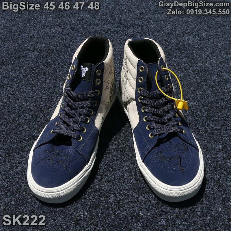 Giày trượt ván, giày thể thao cổ cao cỡ lớn 45 46 47 48 cho nam chân to. Big size custom sneakers for wide feet - SK222