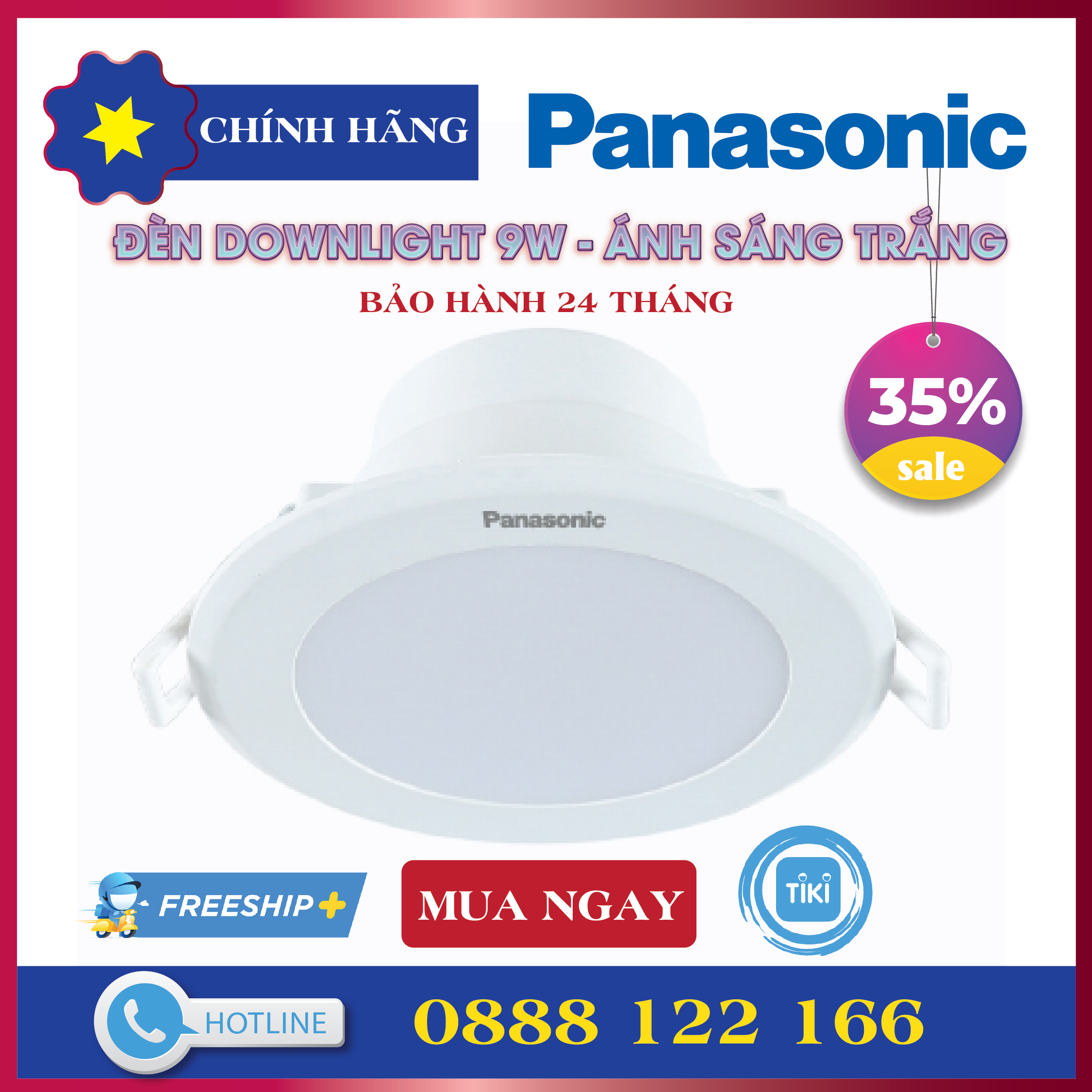 ĐÈN PANASONIC - SP DOWNLIGHT 9W (6500K) - SIÊU SÁNG - SIÊU TIẾT KIỆM - HÀNG CHÍNH HÃNG PANASONIC