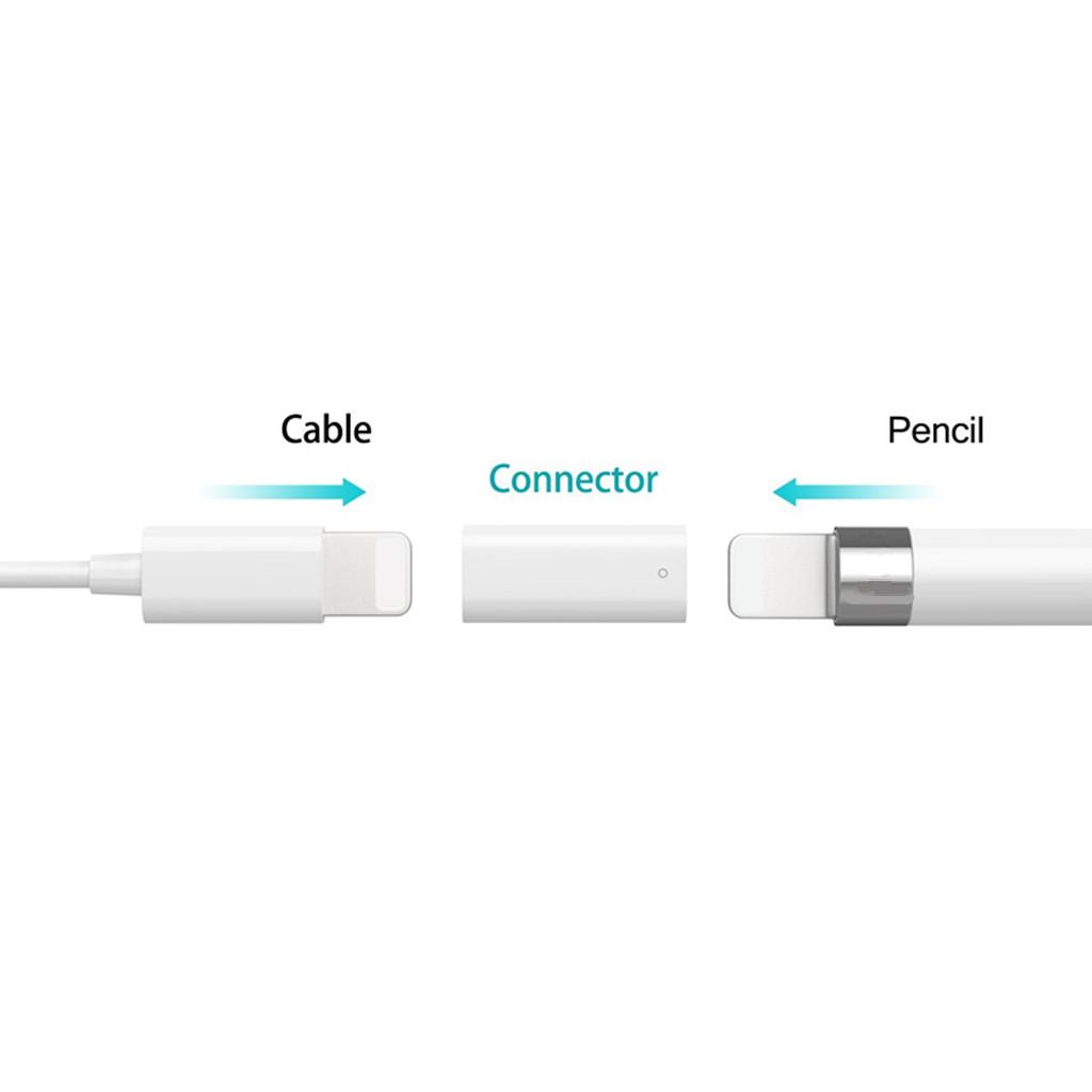 For Apple for iPad Pro Pencil Charger Convertor Charge Power Cable Cord Female to Female F/F Connector White