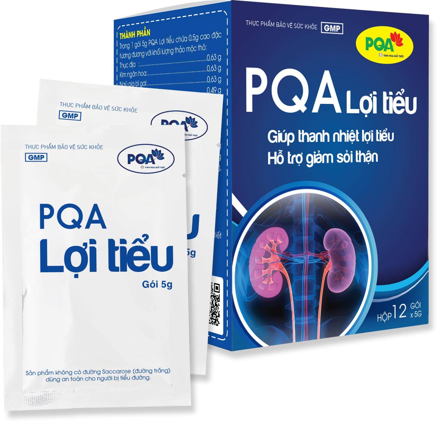 Lợi Tiểu PQA Giúp Thanh Nhiệt Lợi Tiểu, Hỗ Trợ Giảm Sỏi Thận Dùng Cho Người Bí Tiểu, Tiểu Khó Hộp 12 Gói