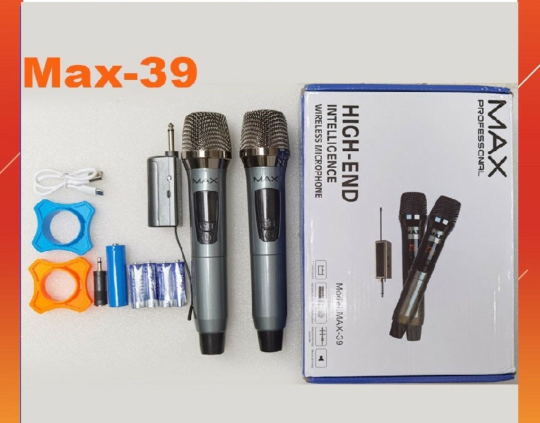 Micro Karaoke Không Dây Đa Năng Max 39 Chống Hú - Màn Hình Lcd Hiển Thị Tần Số - Phù Hợp Cho Mọi Thiết Bị