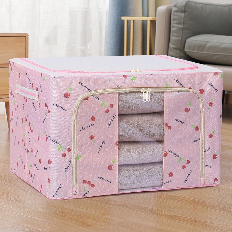 Hộp Đựng Quần Áo Chăn Màn Khung Thép Cao Cấp Loại To Tiện Lợi 66 Lit TD01