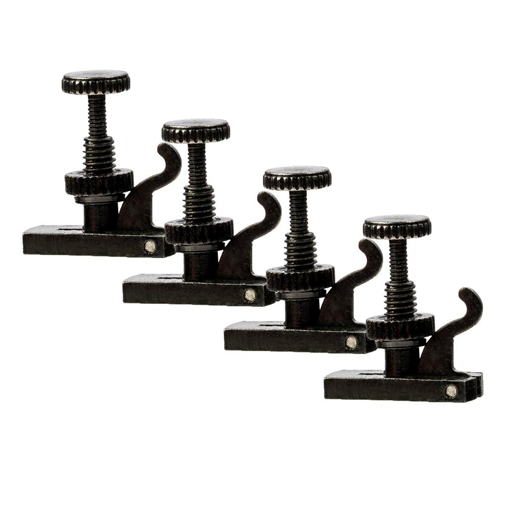 4 Pieces Durable Violin String Fine Tuner Adjuster Part for 4/4 3/4 Violin Black