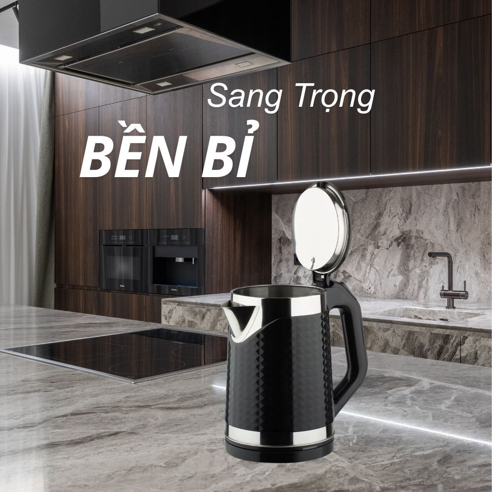 Bình đun siêu tốc Mishio MK403 dung tích 1.8L vỏ nhựa cách nhiệt chống bỏng - hàng chính hãng