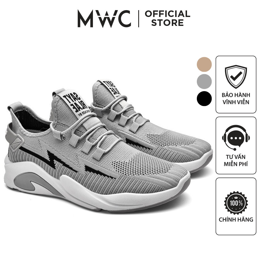 Giày MWC 5330 - Giày Thể Thao Nam. Sneaker Vải Cao Cấp Trẻ Trung Năng Động 2 Màu Đen Xám