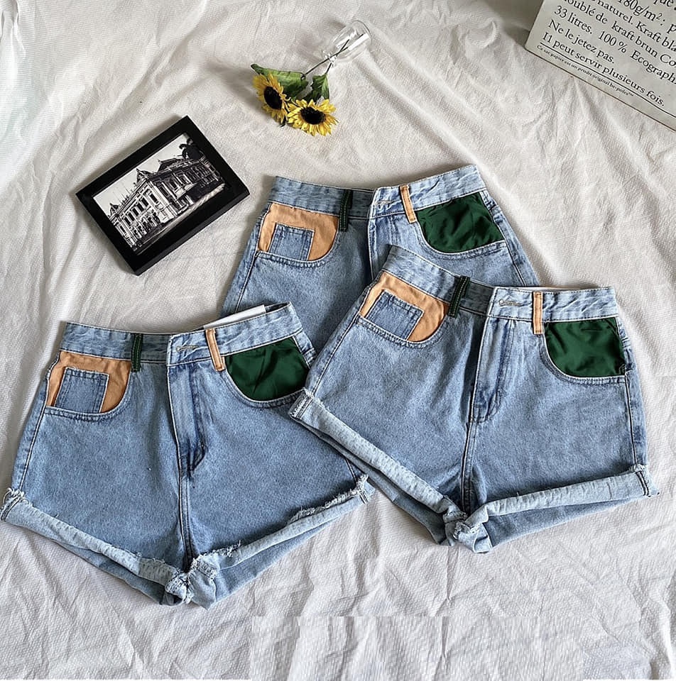 QUẦN SHORT JEAN NỮ TÚI MÀU SIZE ĐẠI