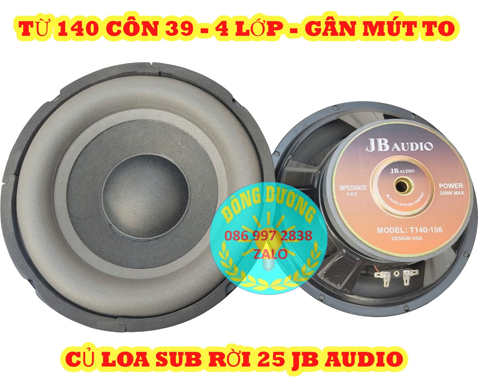 LOA SUB 25 JB AUDIO GÂN MÚT SIÊU TRẦM - TỪ 140 COIL 39 - 4 LỚP - LOA GIÁ RẺ