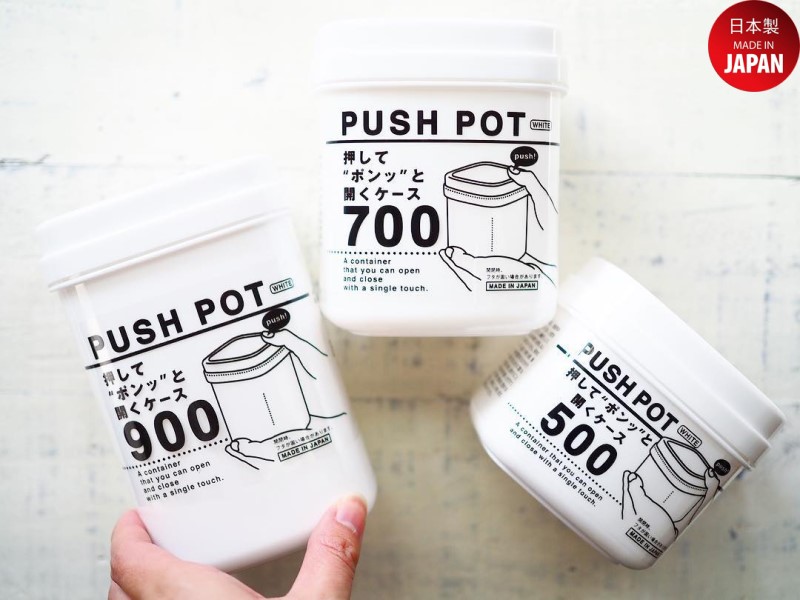 Bộ 3 hộp đựng thực phẩm Push Pot 900ml/ 700ml/ 500ml - nội địa Nhật Bản