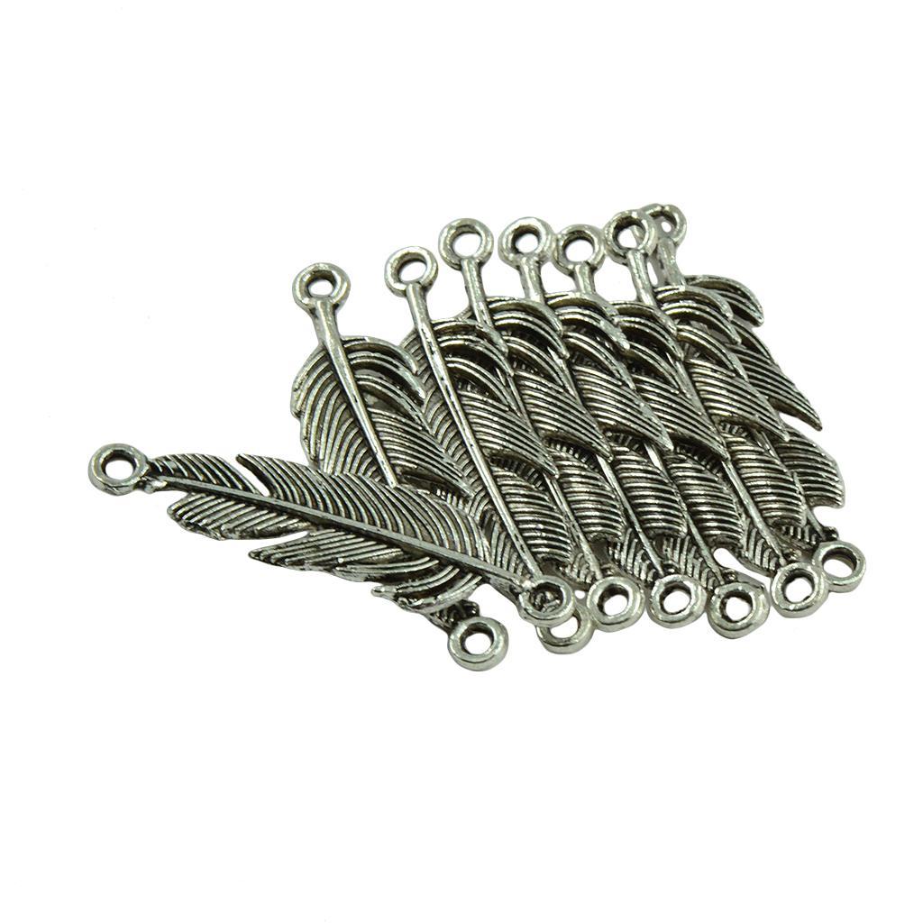 120pcs Vintage Feather Leaf Dream Catcher Charm Pendants Connector DIY Craft